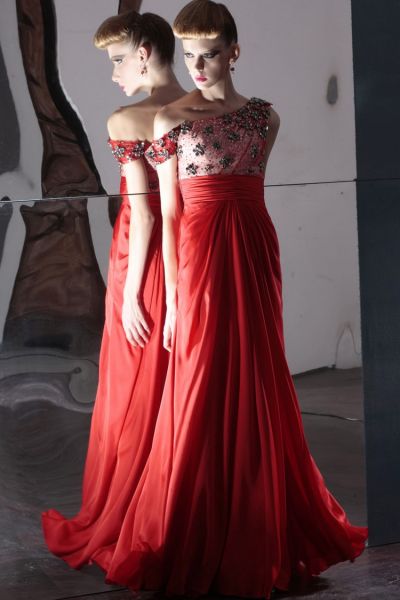 Vestido Vermelho Decote Assimétrico - Ref. 80986