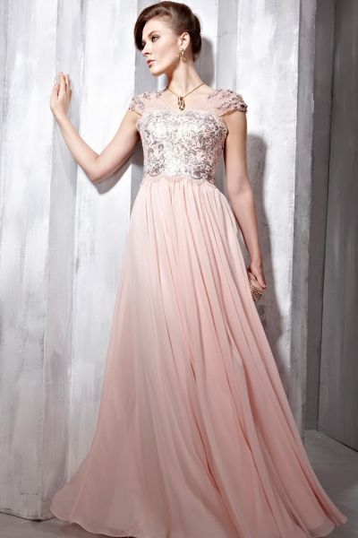 - Vestido Rosa em Tule e Chiffon com Aplicações Ref. 56838