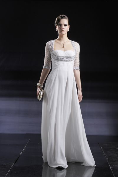 Vestido Branco em Chiffon e Renda Ref. 56660