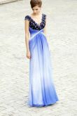 Vestido Azul Degradê com Decote Bordado Ref. 80320