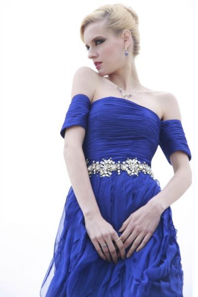 Vestido Azul Safira Off-Shoulder Ref. 56553