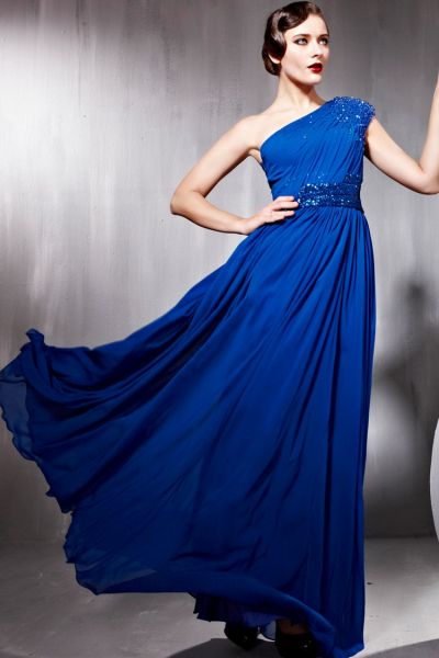 Vestido Azul Royal Ombro Só Ref. 56853