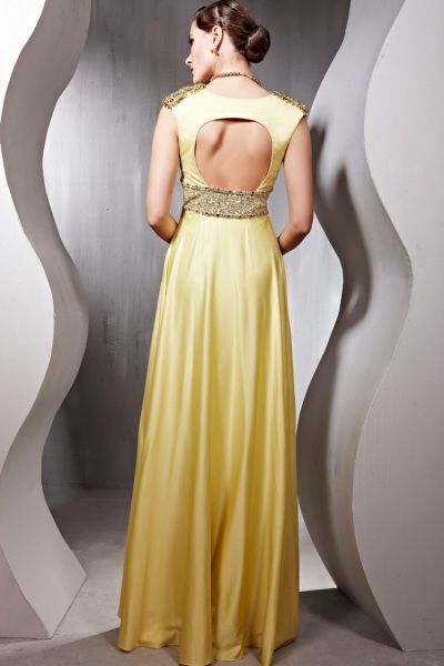 Vestido Amarelo com Aplicações Ref. 56693