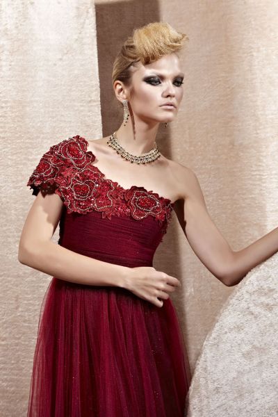 Vestido Vermelho em Tule e Renda - Ref. 80956