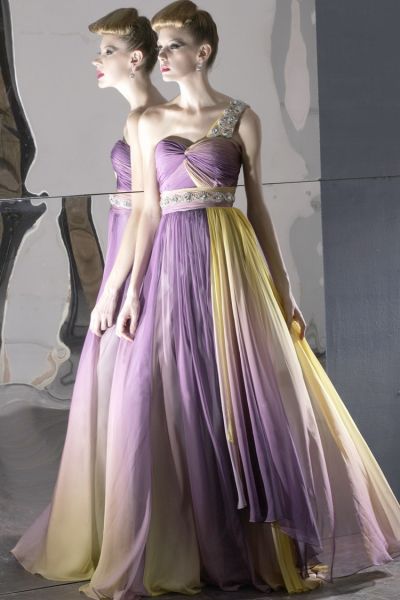 - Vestido Degradê Roxo e Amarelo - Ref. 81028